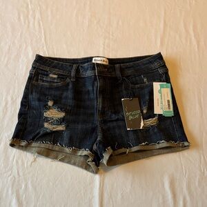 NWT Studio Blue Kadence Distressed Women'sDemin Jean Shorts - Dark Blue